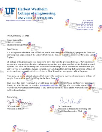 University of Florida- Master of Electronics and Computer Engineering